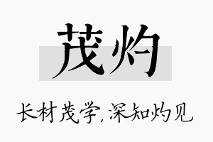 茂灼名字的寓意及含义