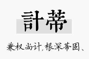 计蒂名字的寓意及含义