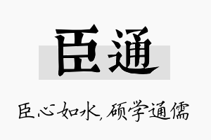 臣通名字的寓意及含义