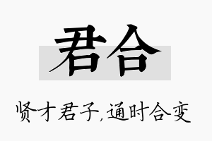 君合名字的寓意及含义