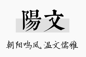 阳文名字的寓意及含义