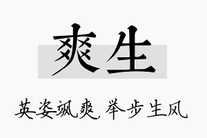 爽生名字的寓意及含义