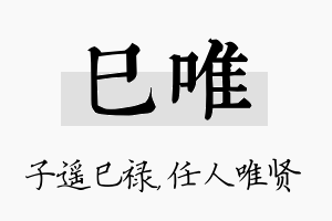 巳唯名字的寓意及含义