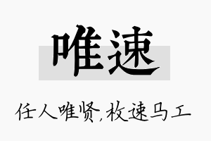 唯速名字的寓意及含义