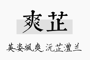 爽芷名字的寓意及含义