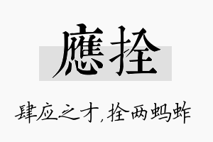 应拴名字的寓意及含义