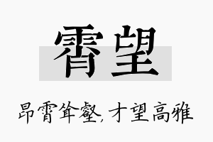 霄望名字的寓意及含义