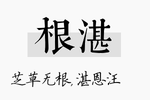 根湛名字的寓意及含义