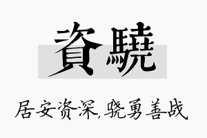 资骁名字的寓意及含义