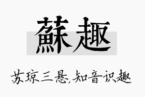 苏趣名字的寓意及含义