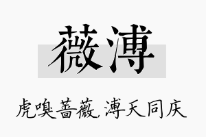 薇溥名字的寓意及含义