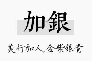 加银名字的寓意及含义