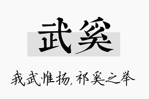 武奚名字的寓意及含义