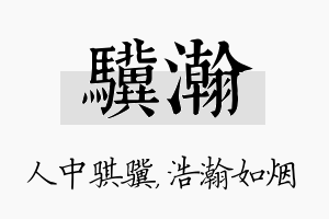 骥瀚名字的寓意及含义