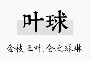 叶球名字的寓意及含义