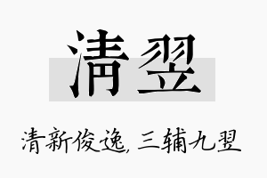 清翌名字的寓意及含义