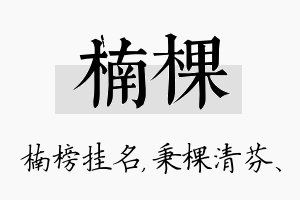 楠棵名字的寓意及含义