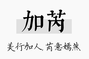 加芮名字的寓意及含义