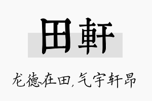 田轩名字的寓意及含义