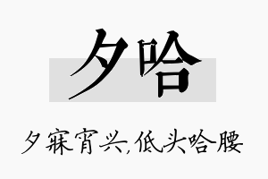 夕哈名字的寓意及含义