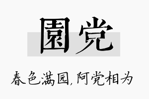 园党名字的寓意及含义