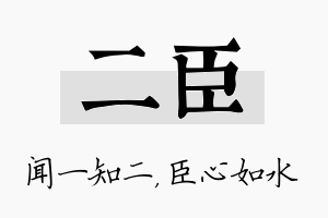 二臣名字的寓意及含义