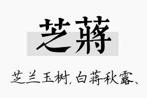 芝蒋名字的寓意及含义