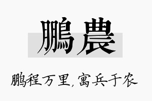 鹏农名字的寓意及含义