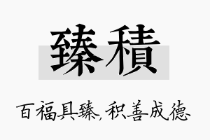 臻积名字的寓意及含义