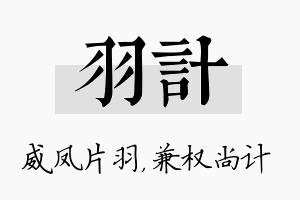 羽计名字的寓意及含义