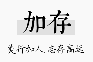 加存名字的寓意及含义