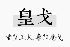 皇戈名字的寓意及含义