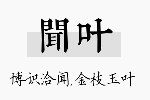 闻叶名字的寓意及含义