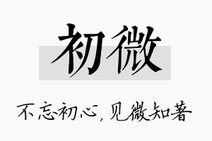 初微名字的寓意及含义