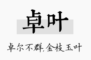 卓叶名字的寓意及含义