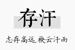 存汗名字的寓意及含义