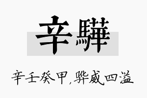 辛骅名字的寓意及含义