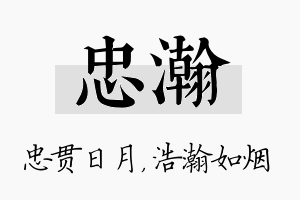 忠瀚名字的寓意及含义