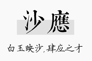 沙应名字的寓意及含义