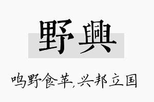 野兴名字的寓意及含义