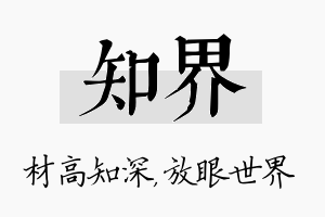 知界名字的寓意及含义