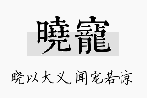 晓宠名字的寓意及含义