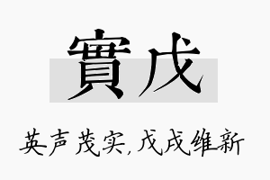 实戊名字的寓意及含义