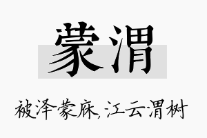 蒙渭名字的寓意及含义