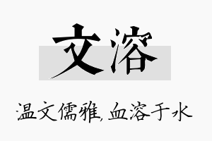 文溶名字的寓意及含义