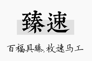 臻速名字的寓意及含义