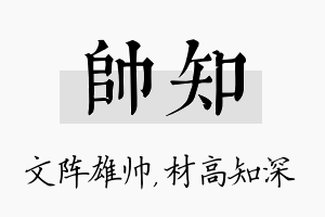 帅知名字的寓意及含义