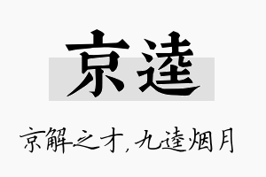 京逵名字的寓意及含义