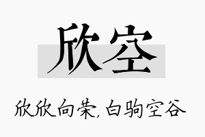 欣空名字的寓意及含义