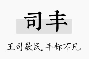 司丰名字的寓意及含义